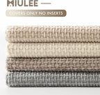 MIULEE Decorative Chenille Pillow Covers Neutral Beige 20x20 Pack of 4 | Modern - Image 6