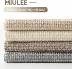 MIULEE Decorative Chenille Pillow Covers Neutral Beige 18x18 Pack of 4 | Modern - Image 6