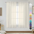 Cream Sheer Curtains 54 Inches Long 2 Panels by OVZME