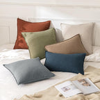 MIULEE Decorative Linen Pillow Covers 20x20 Inch Rust | Boho Farmhouse​ ​Fall - Image 5