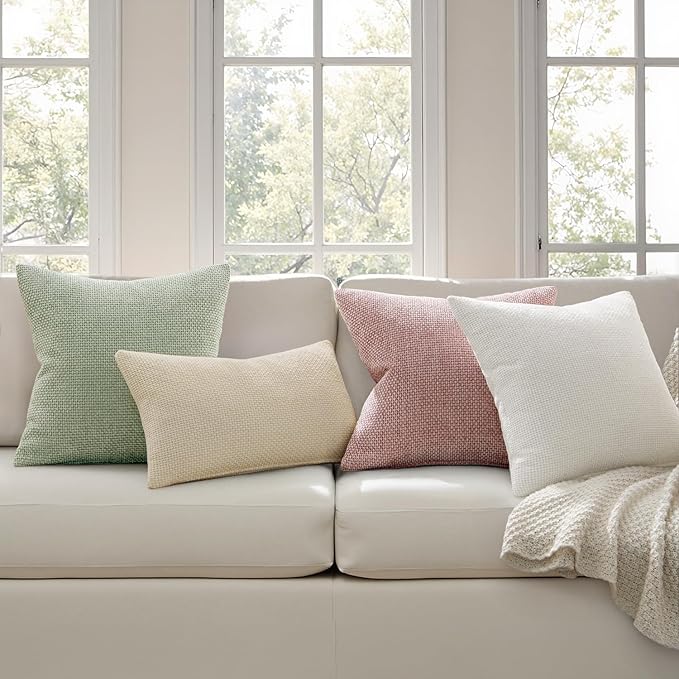MIULEE Decorative Lumbar Throw Pillow Covers 12x20 in Neutral Cream 2 Pack | - Image 4