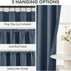 MIULEE Set of 4 Stone Blue 45 Inch Short Blackout Kitchen Window Curtains | - Image 2