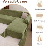 2 Pieces Sectional Couch Covers L Shaped Cover XL Green | Thick Washable Fabric - Image 6