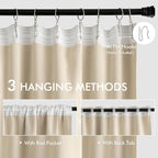 MIULEE Cream Beige Back Tab Blackout Curtains 52x98 Inch Length 2 Panel Set | - Image 3