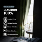 SimpleHome Sage 100% Blackout Curtains Room Darkening Living Room 54 Inch | - Image 3