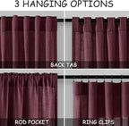 Burgundy Linen Curtains for Living Room 100 Inches Long Light Filtering Semi - Image 2