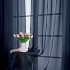 Chyhomenyc Navy Blue Sheer Curtains 84 Inches Long 2 Panels, Light Filtering - Image 2