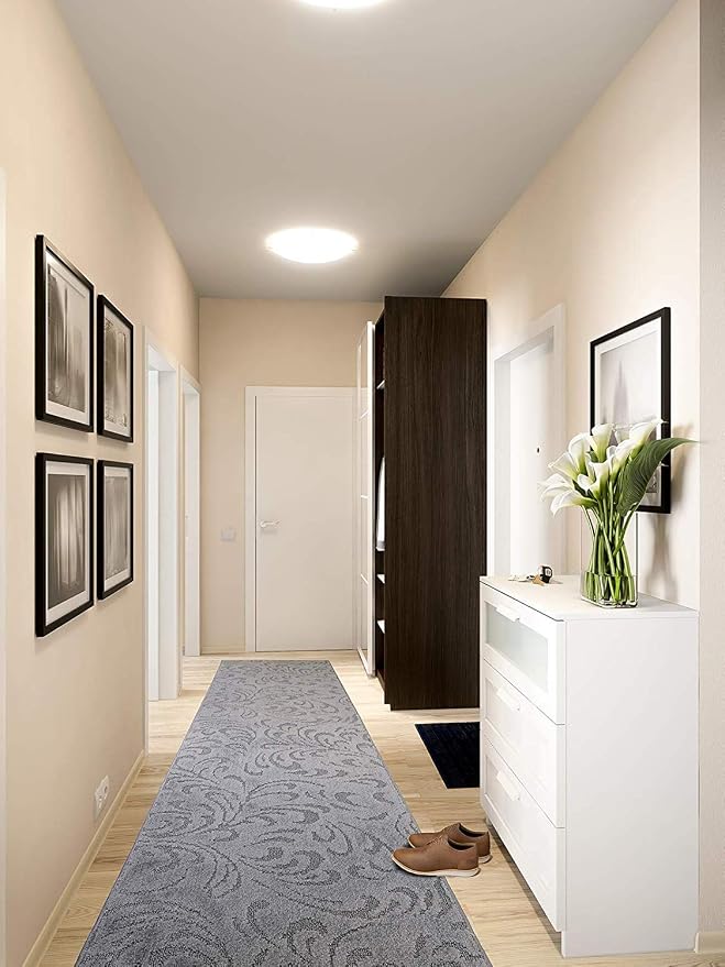 Custom Length Hallway Runner Rug, Slip Resistant, Floral Grey, 26 Inch X 6 feet - Image 3