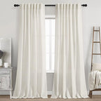 Cream Linen Curtains 91 Inches Long by Nanspring