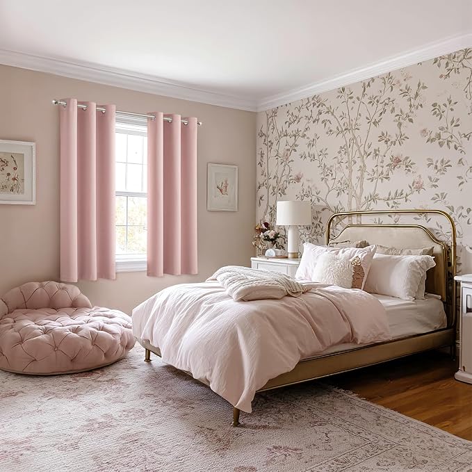 MIULEE Blackout Curtains for Bedroom 2 Panels 40 x 68 Inch Long Pink | Thermal - Image 6