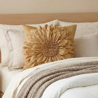 Gold Accent 3D Flower Decorative Throw Pillow Covers - Image 7