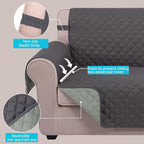 U-NICE HOME Reversible Oversized 28''Chair Covers, Dark Grey/Light Grey | - Image 3