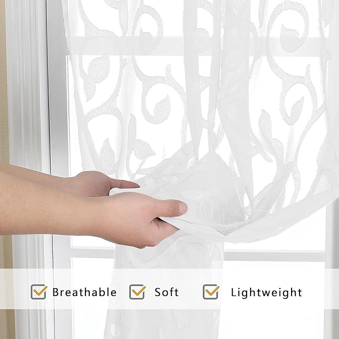 Furman Sheer Curtains 72 inches Long 2 Panels Set, Light Filtering Top Rod - Image 5