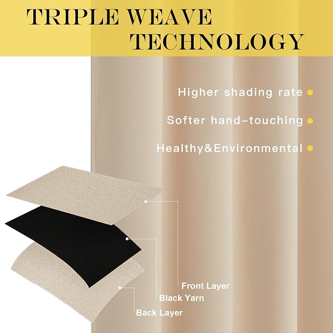 NICETOWN Biscotti Beige Blackout 54 inch Curtain - Image 3