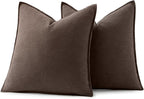 MIULEE Decorative Linen Euro Sham Pillow Covers 24x24 Reddish Brown | Boho - Image 6