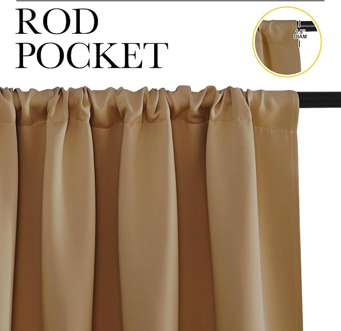 NICETOWN Bedroom Curtains Blackout Draperies, 1 Pair, 34-inch W x 63-inch L - Image 2