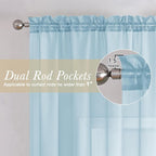 Light Blue Sheer Curtains 84 Inches Long 2 Panels, Light Filtering Solid Voile - Image 2