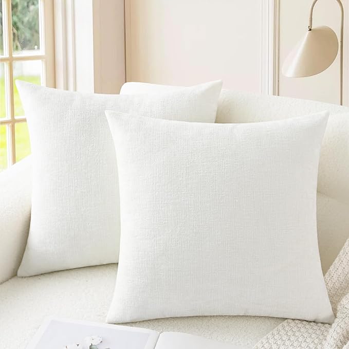 CaliTime Decorative Couch Throw Pillow Covers 24 X 24 Inches True White | Pack by CaliTime
