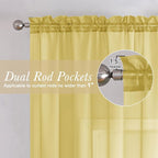Yellow Sheer Curtains 54 Inch Length 2 Panels, Light Filtering Voile Curtain - Image 2