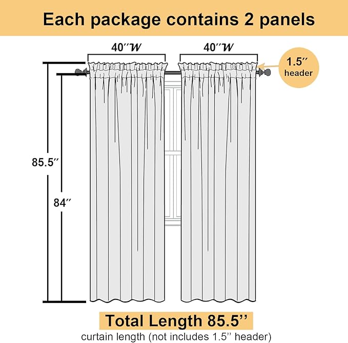 Light Grey Sheer Curtains 84 Inch Length 2 Panels, Balance Light & Privacy - Image 5
