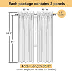Navy Blue Sheer Curtains 84 Inches Long 2 Panels Set, Solid Voile Light - Image 3