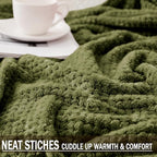 Exclusivo Mezcla Soft Waffle Fleece Bed Blanket Queen Size, Olive | Lightweight - Image 6