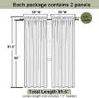 Black Sheer Curtains 90 Inches Long 2 Panels, Light Filtering Privacy Voile - Image 2