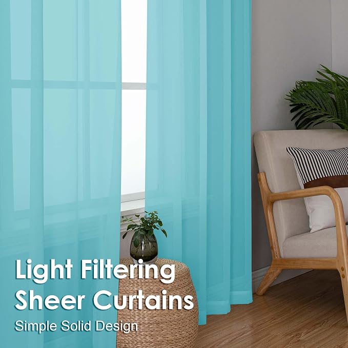 Sheer Curtains 84 Inches Long 2 Panels Set, Light Filtering Transparent - Image 6