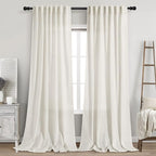 2 Panels Set Cream Linen Curtains 105 inches Long by Nanspring