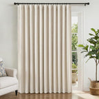 INOVADAY Linen Textured 100% Blackout Sliding Door Curtains 102x84 Cream | 1 by INOVADAY