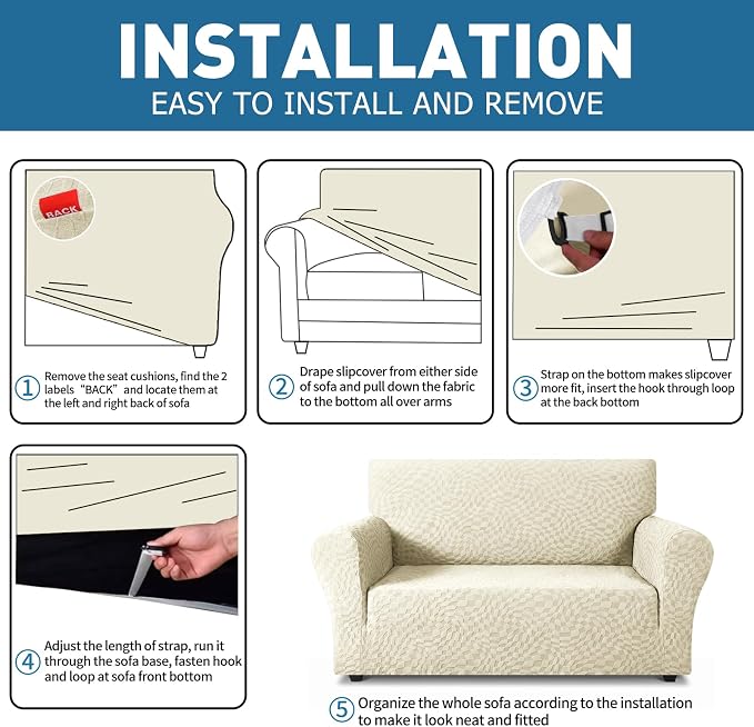 ZNSAYOTX 1 Piece Stretch Loveseat Covers - Image 4