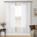 Snow White 72 Inch Pinch Pleated Linen Semi Sheer Curtains 2 Panels W40xL72 | by Twodrapes