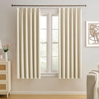 Cream Beige Curtains for Bay Windows, Sound Reducing Solid Window Treatment for by KEQIAOSUOCAI