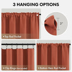 MIULEE Set of 4 Burnt Orange 45 Inch Short Blackout Kitchen Window Curtains | - Image 6