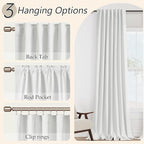 White 100% Blackout Linen Curtains 52 Inch Wide by 62 Inch - Image 6