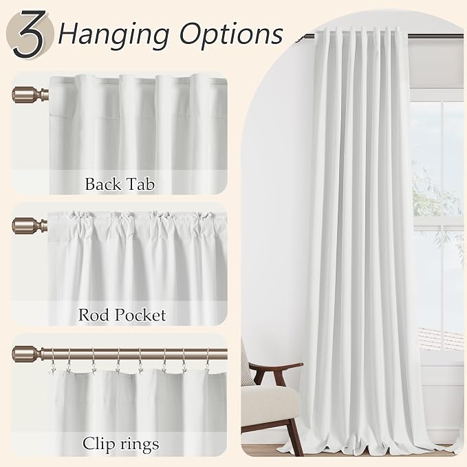 100% Blackout Extra Wide 100 Inch Linen Ceiling Curtains 96 Inches Long 8FT - Image 6