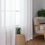 White Sheer Curtains 48 Inch Length 2 Pcs, Light Filtering Voile Bathroom - Image 8