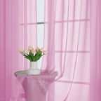 Chyhomenyc Pink Sheer Curtains 96 Inches Long 2 Panels, Light Filtering Pink - Image 2