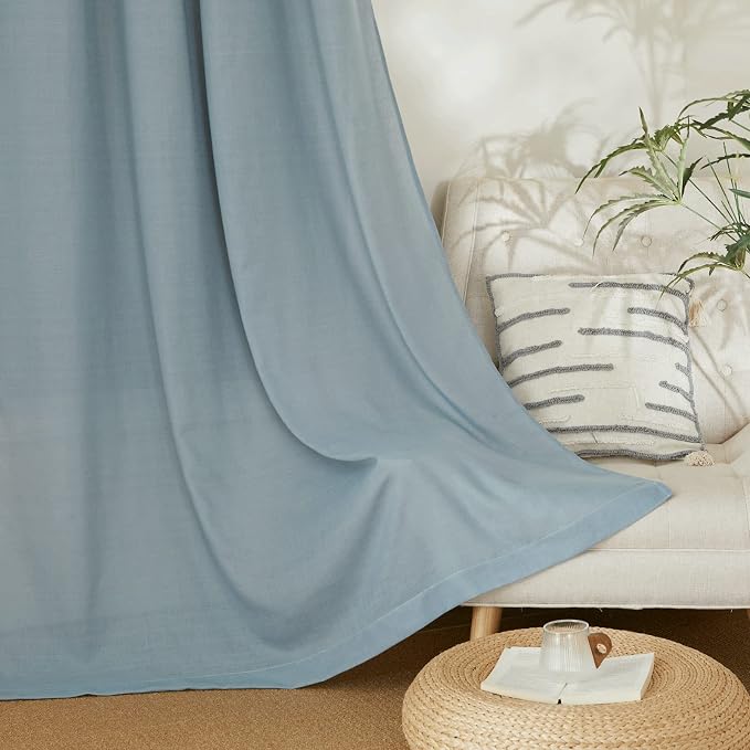 NICETOWN Flax Stone Blue Linen Curtains - Image 5
