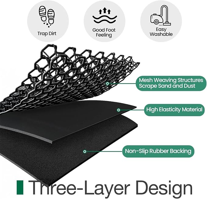 LUMI Outside Welcome Door Mat 32x47, Non-Slip Durable Rubber Easy Clean | Hello - Image 5