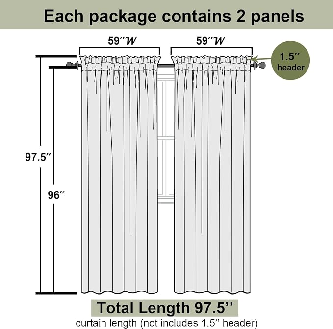 Charcoal Grey Sheer Curtains for Living Room 96 Inches Long 2 Pcs, Airy Solid - Image 3