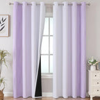 Lilac and Greyish White Ombre Blackout Curtains Living Room 102 Inch Long | by ESTELARTEXTILER