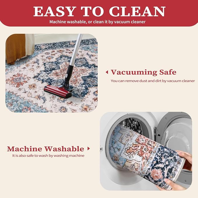 SERISSA 4x6 Washable Non Slip Boho Area Rug - Image 3