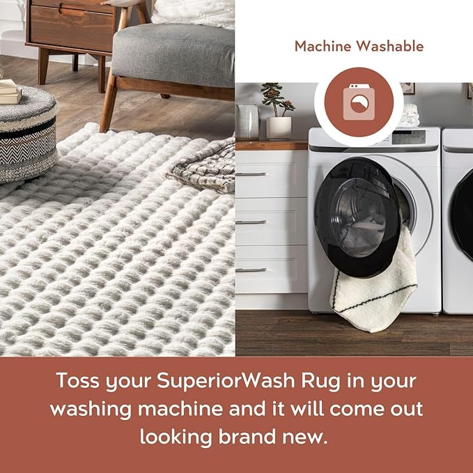 nuLOOM Jeni Off White Checkered Washable Area Rug - Image 4