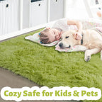 Amdrebio Grass Green Fluffy Area Rug 4x6 - Image 2