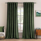 MIULEE Velvet Curtains 52x96 inches 2 Panels Olive Green Blackout Curtains | by MIULEE