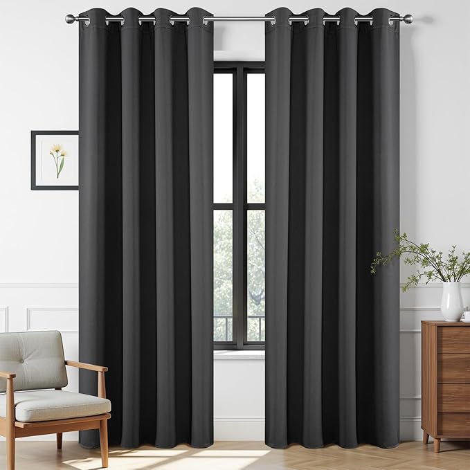 Joydeco Grey Blackout Curtains for Bedroom 84 Inch Long, Room Divider Black Out by JOYDECO