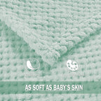 Exclusivo Mezcla Soft Waffle Fleece Bed Blanket King Size, Mint Green | - Image 7
