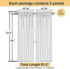 Sky Blue Sheer Curtains 90 Inches Long 2 Panels, Light Filtering Voile Solid - Image 3