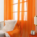 SpaceDresser Orange Sheer Curtains 4 Panels Rod Pocket Semi-Sheer Curtain 90 - Image 4